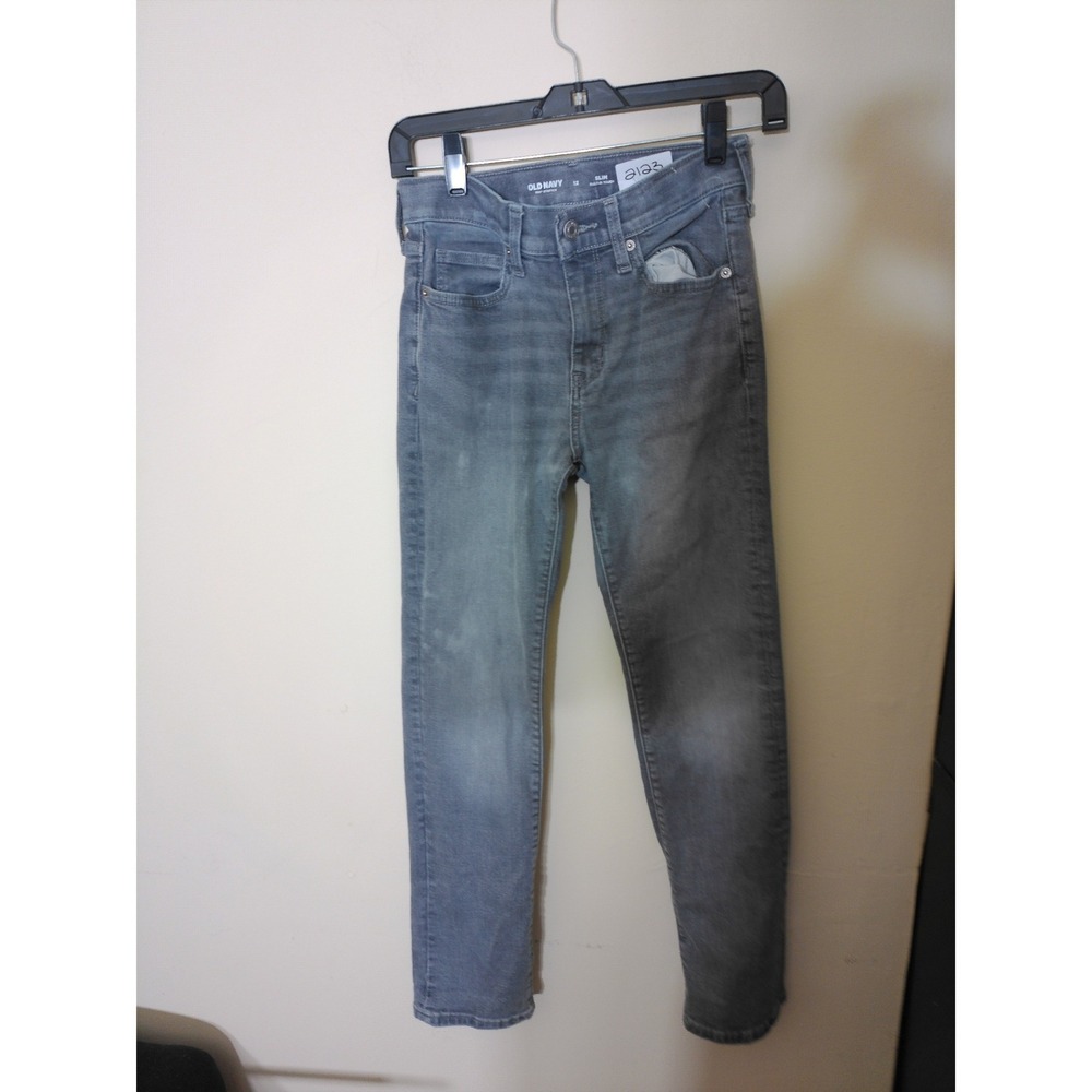 Old Navy Slim Jeans Youth 12 Gray Built-In Tough 360 Stretch Denim Academia